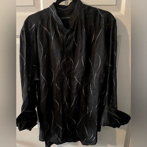 Men’s kharma black dress shirt long sleeve 100 % linen